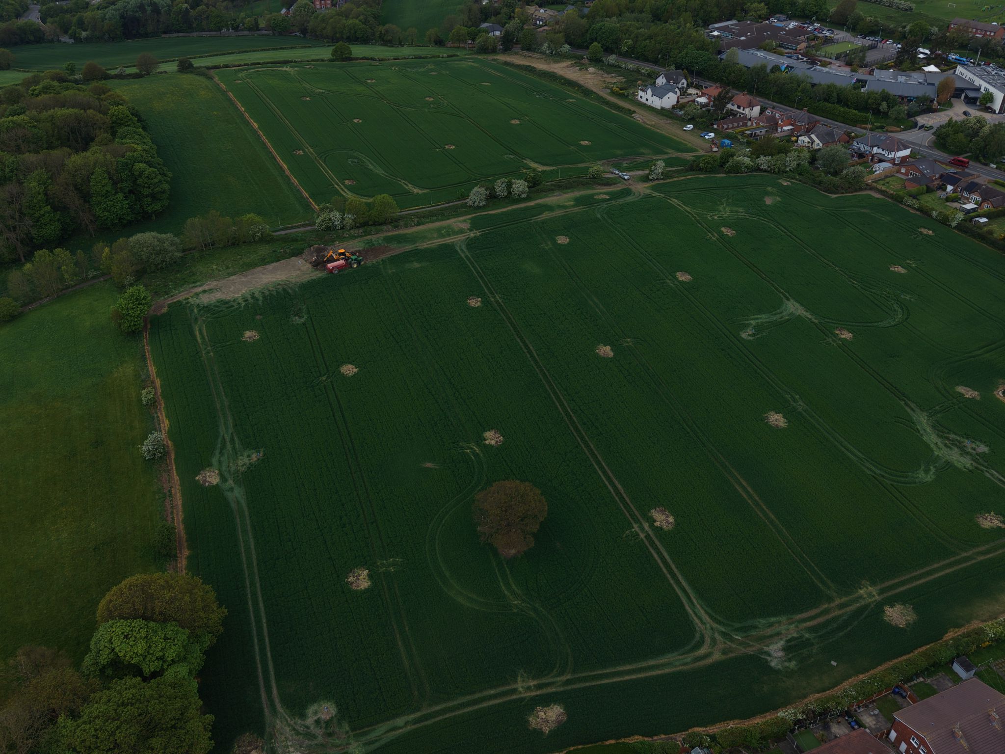 Aerial view of the Green Belt fields south of Keresforth Hill Road, Kingstone